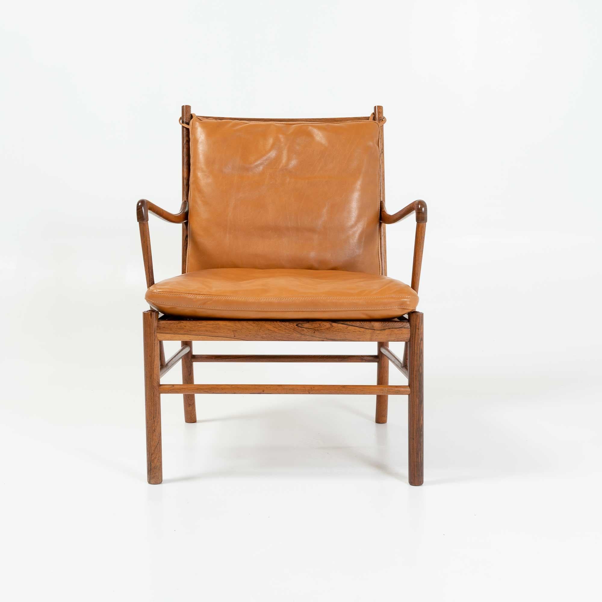 Mid-Century Modern Ole Wanscher's Colonial Chair in Rosewood with Maharam Sorghum Brown Cushions