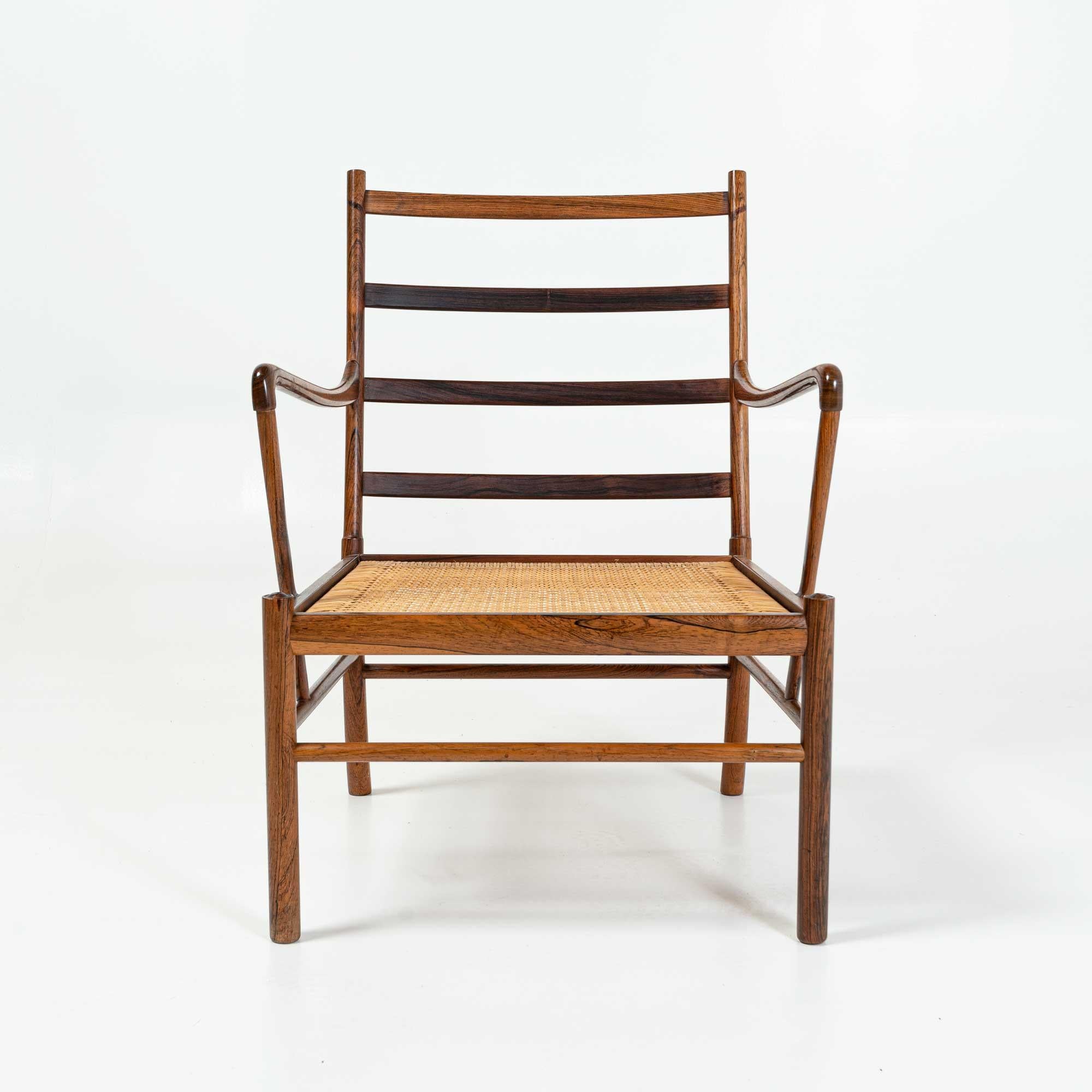 Mid-20th Century Ole Wanscher's Colonial Chair in Rosewood with Maharam Sorghum Brown Cushions