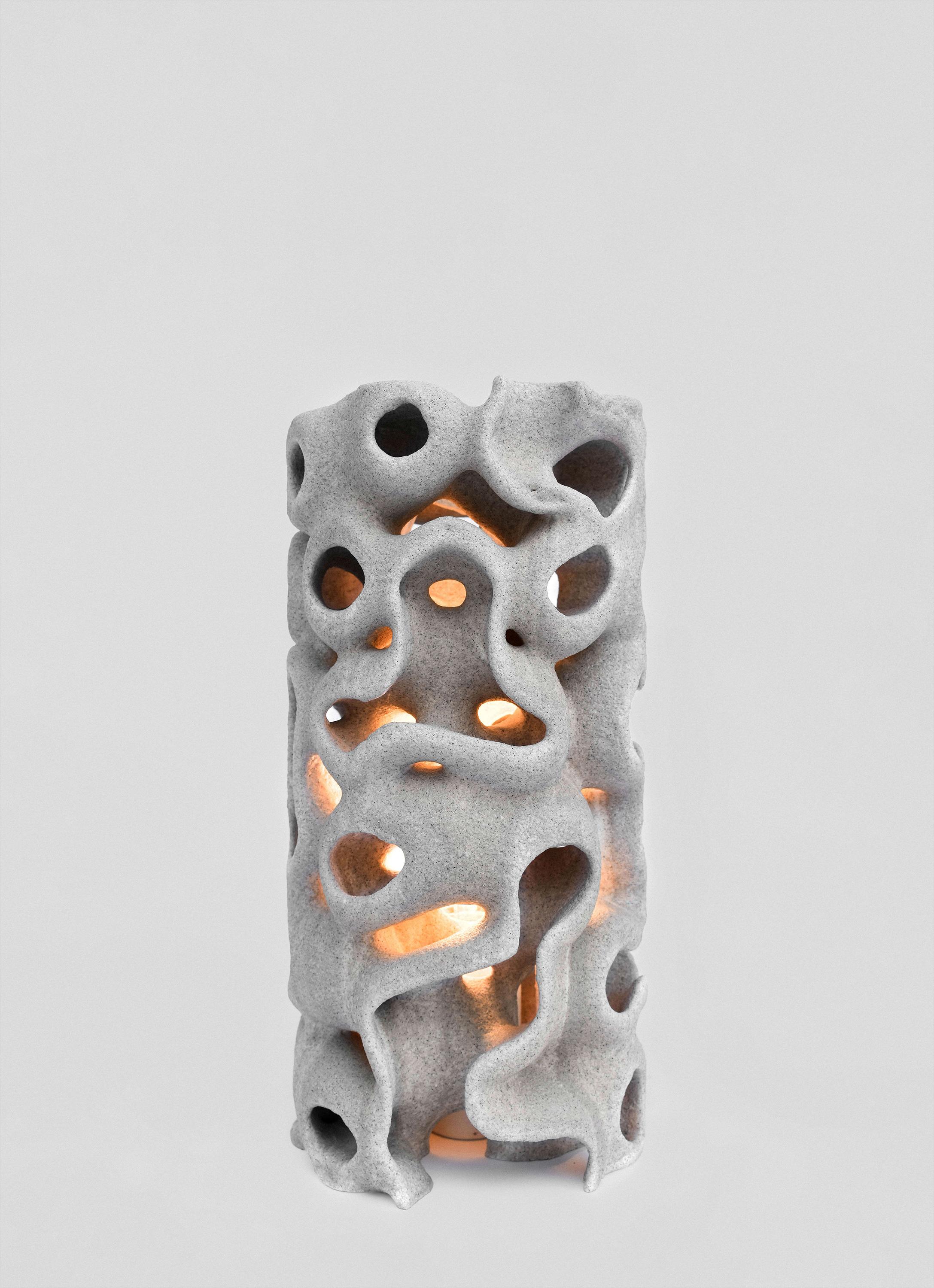 Organic Modern Olea Table Lamp, 3d-Printed Sand, Sculptural Organic, Unique Ambient Lighting For Sale