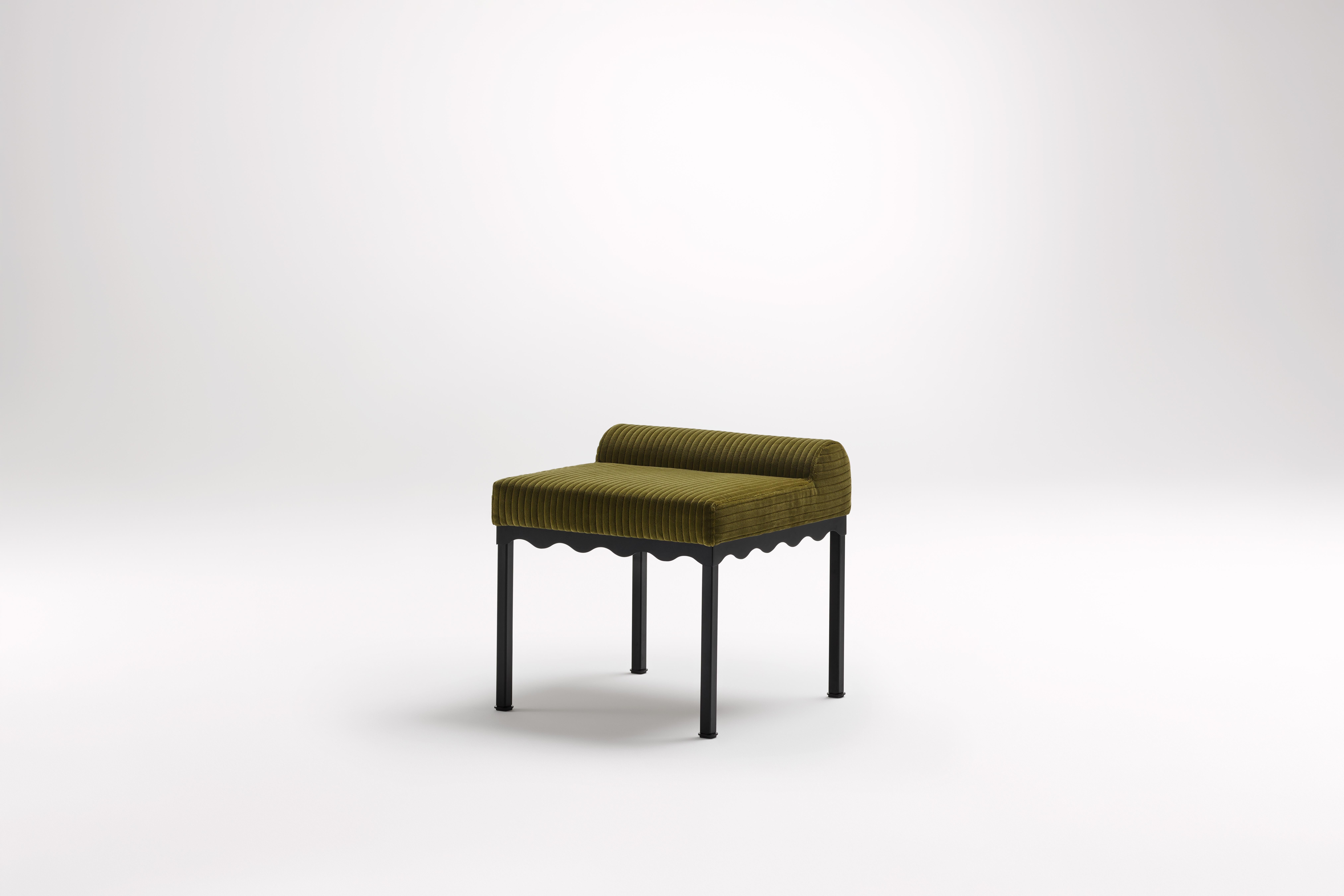 Oleander Bellini 540 Bench by Coco Flip
Dimensions: D 54 x W 54 x H 52.5 cm
Materials: Timber / Upholstered tops, Powder-coated steel frame. 
Weight: 12 kg
Frame Finishes: Textura Black.

Coco Flip is a Melbourne based furniture and lighting design