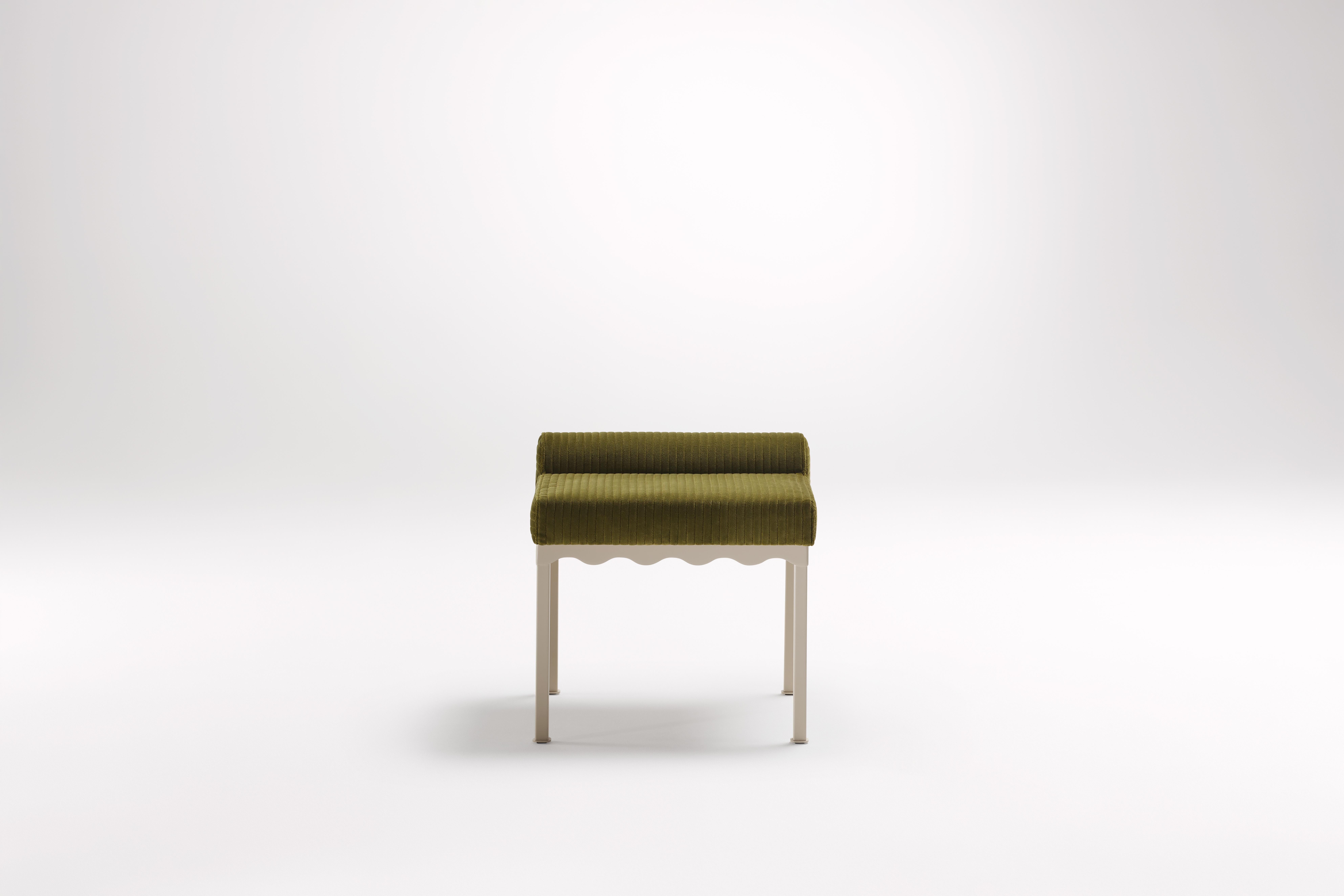 Oleander Bellini 540 Bench by Coco Flip
Dimensions: D 54 x W 54 x H 52.5 cm
Materials: Timber / Upholstered tops, Powder-coated steel frame. 
Weight: 12 kg
Frame Finishes: Textura Paperbark.

Coco Flip is a Melbourne based furniture and lighting