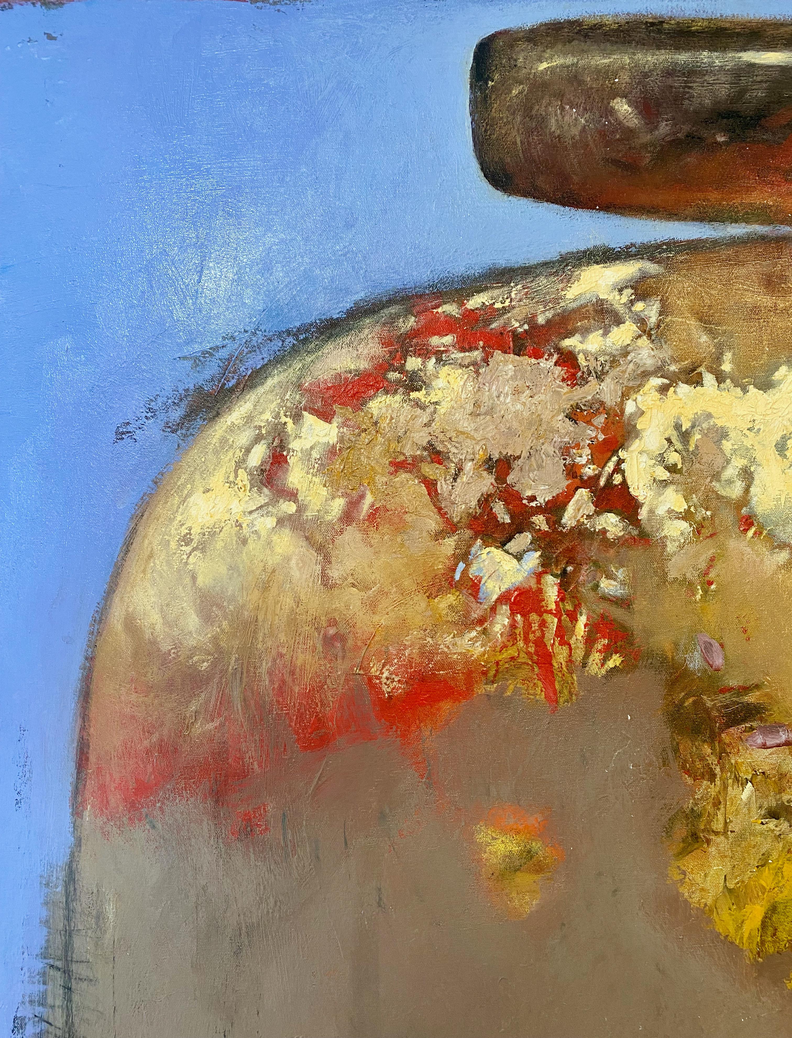Lebendige Malerei des ukrainisch-niederländischen Künstlers Oleg Bondarenko. Acryl auf Leinwand. Gemalt in Schweden 2021. Unterzeichnet á ergo.   

Ich habe keine Beziehung zur Farbe Grün - aber ich liebe es, die Natur zu malen  Der Text stammt von