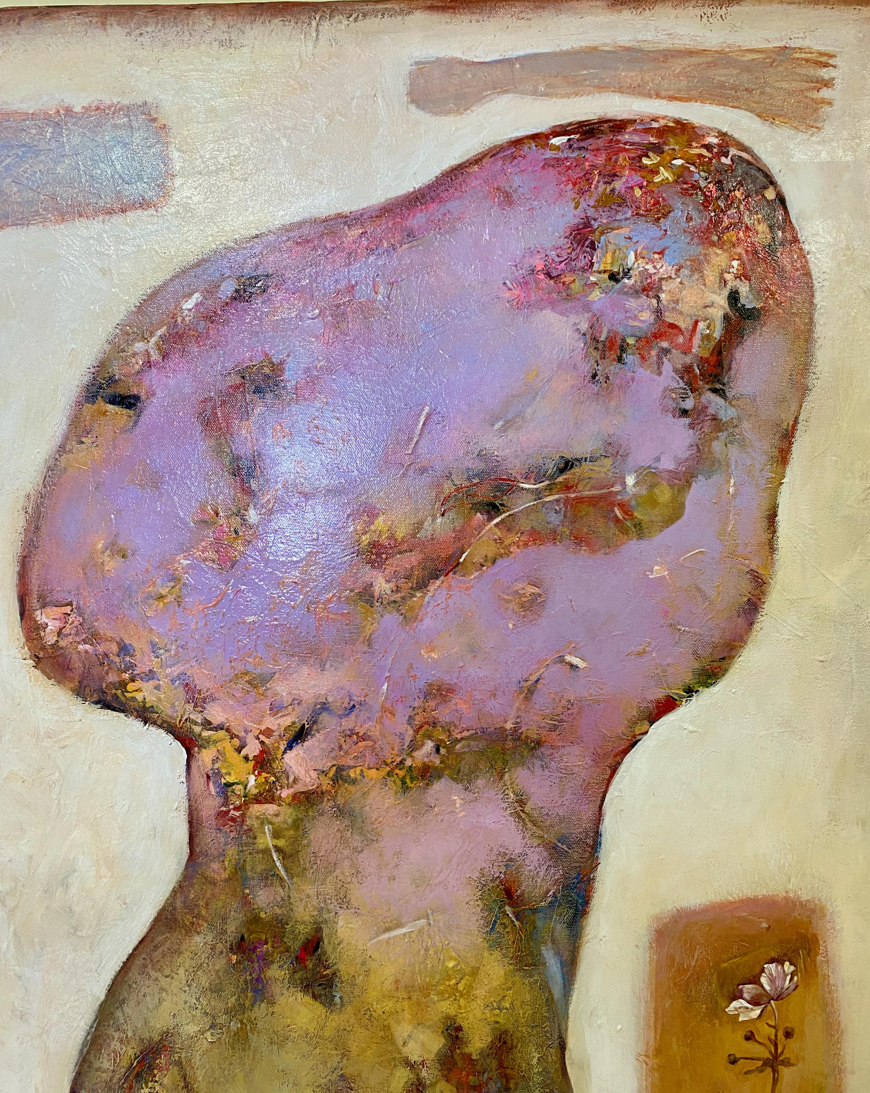 Post-Modern Oleg Bondarenko - Female form and Flower - acrylic on canvas For Sale