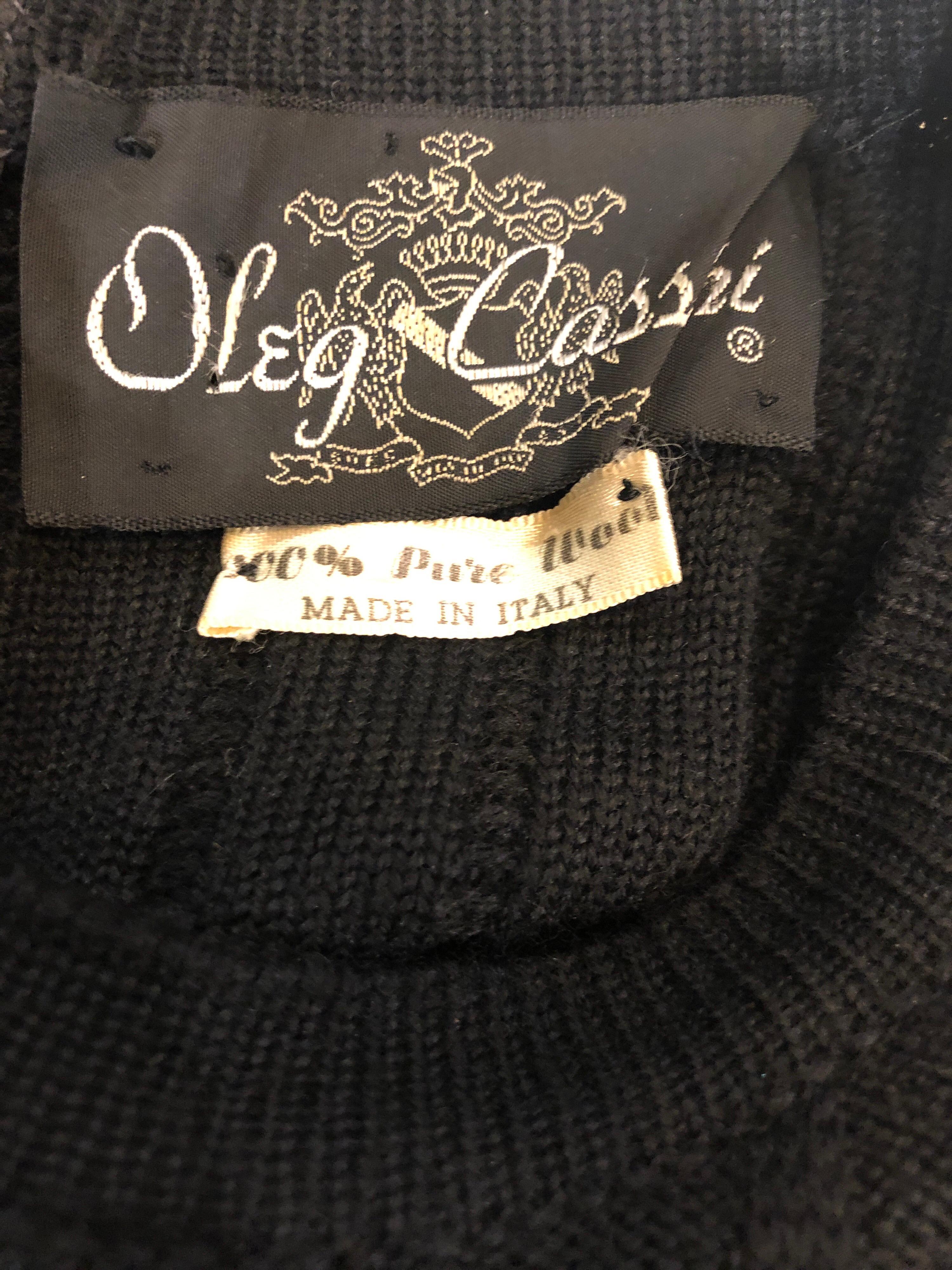 Oleg Cassini 1960s Large Size Black Carwash Hem Flapper Style Vintage Wool Dress For Sale 9