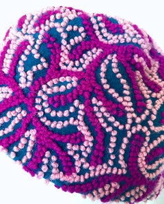 Oleg Cassini 1960s Pink + Fuchsia + Navy Blue Wool 60s Mod Vintage Cloche Hat