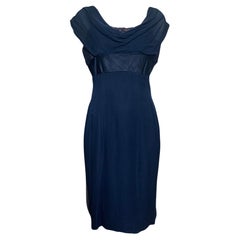 Oleg Cassini Attribution Royal Blue Chiffon Cocktail Dress, 1960s