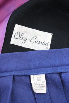 Oleg Cassini Blue Black Wool Pleated Evening Suit Skirt
