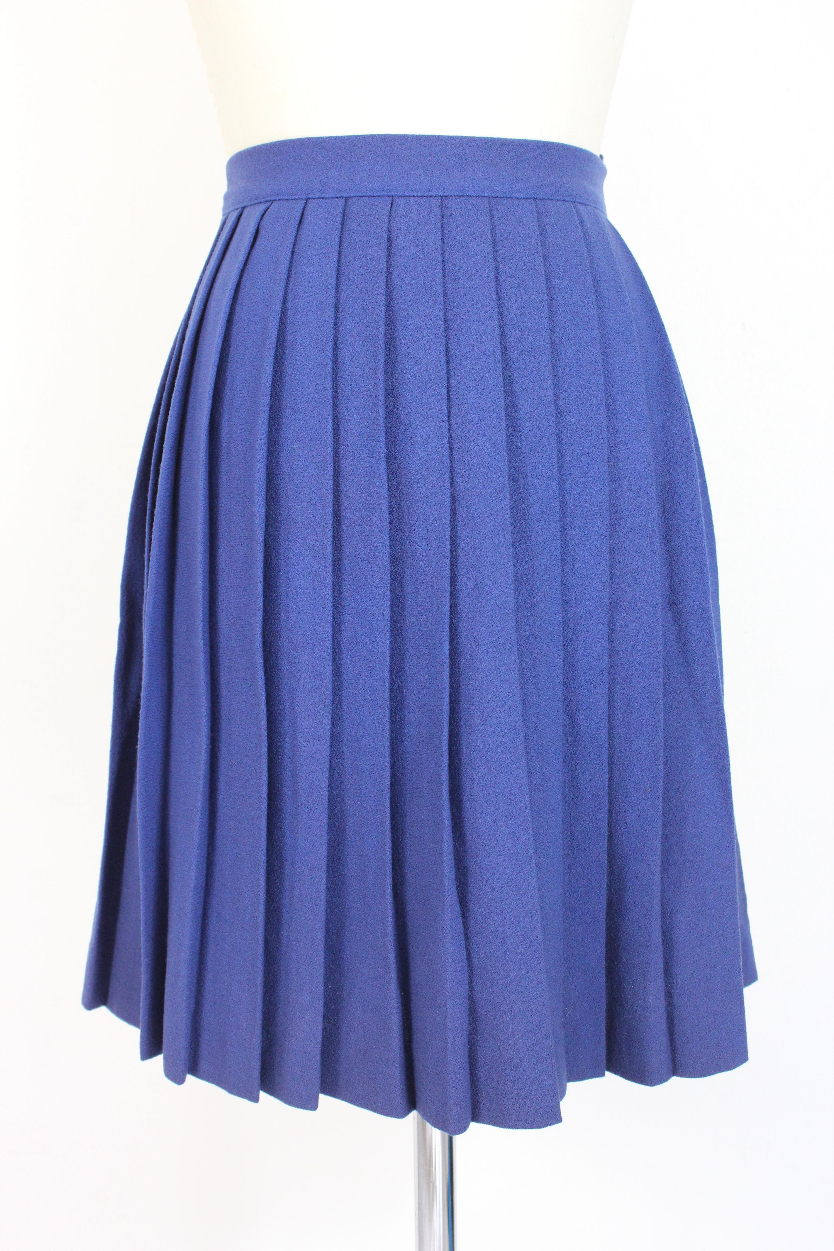 Oleg Cassini Blue Black Wool Pleated Evening Suit Skirt 1