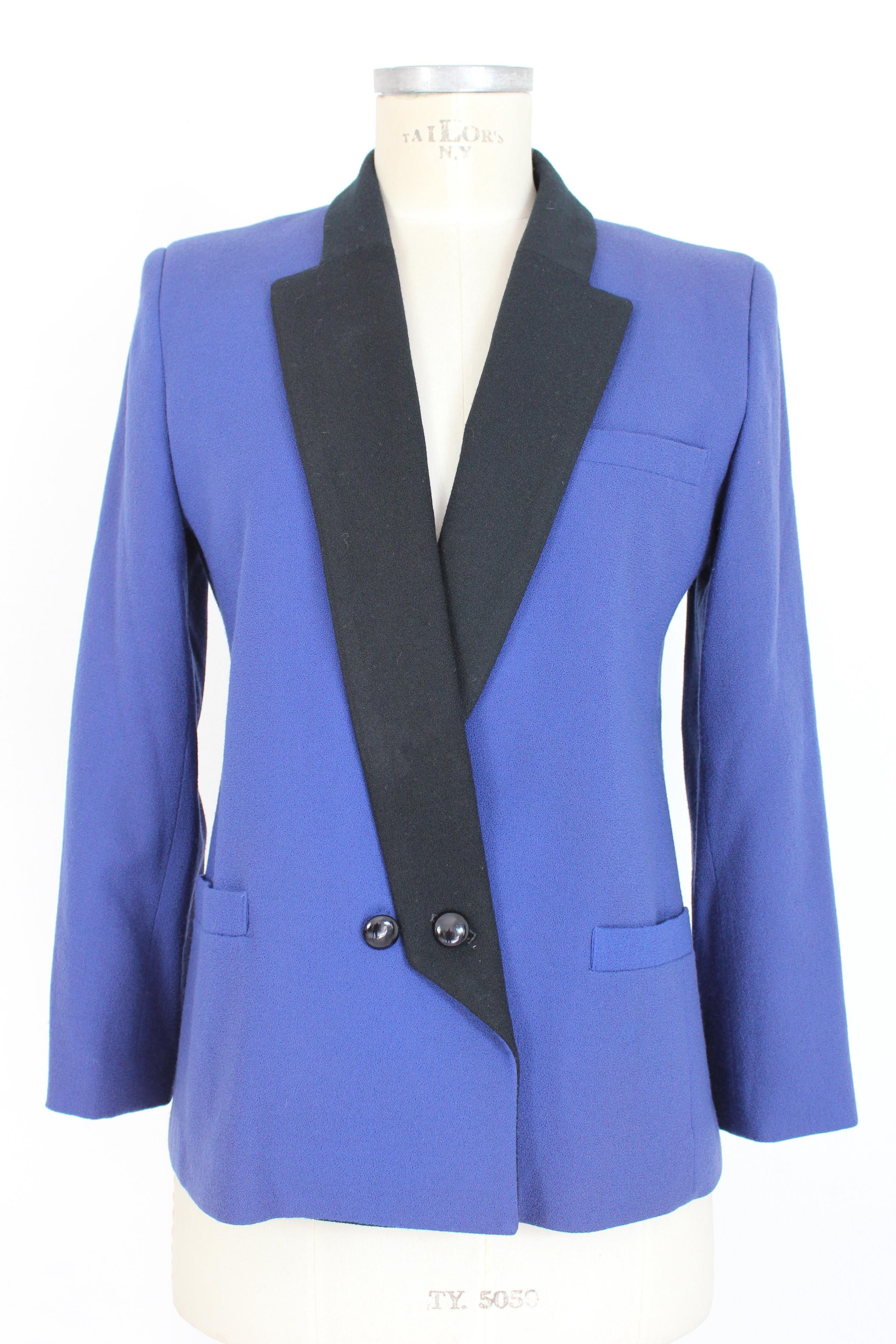 Oleg Cassini Blue Black Wool Pleated Evening Suit Skirt 2