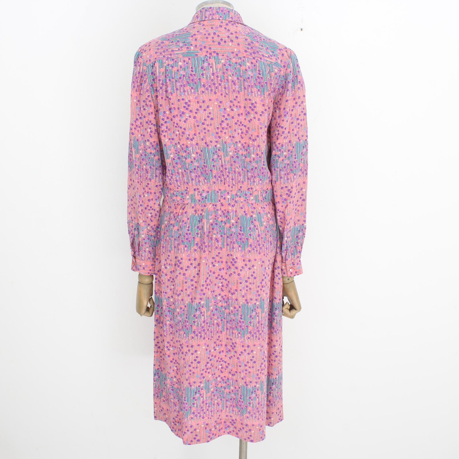 Oleg Cassini Pink Silk Floral Long Cocktail Dress 1980s In condizioni ottime a Brindisi, Bt