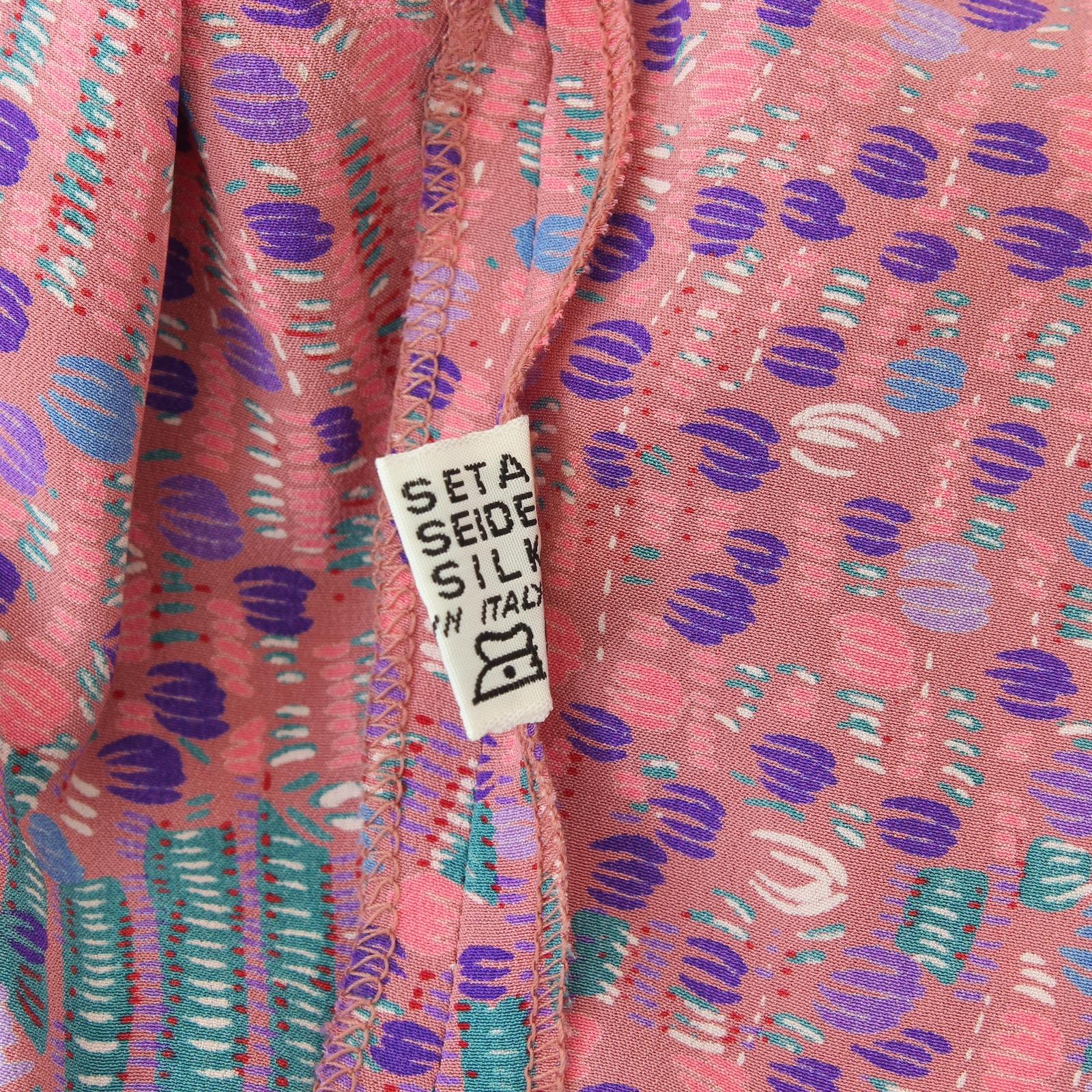 Donna Oleg Cassini Pink Silk Floral Long Cocktail Dress 1980s