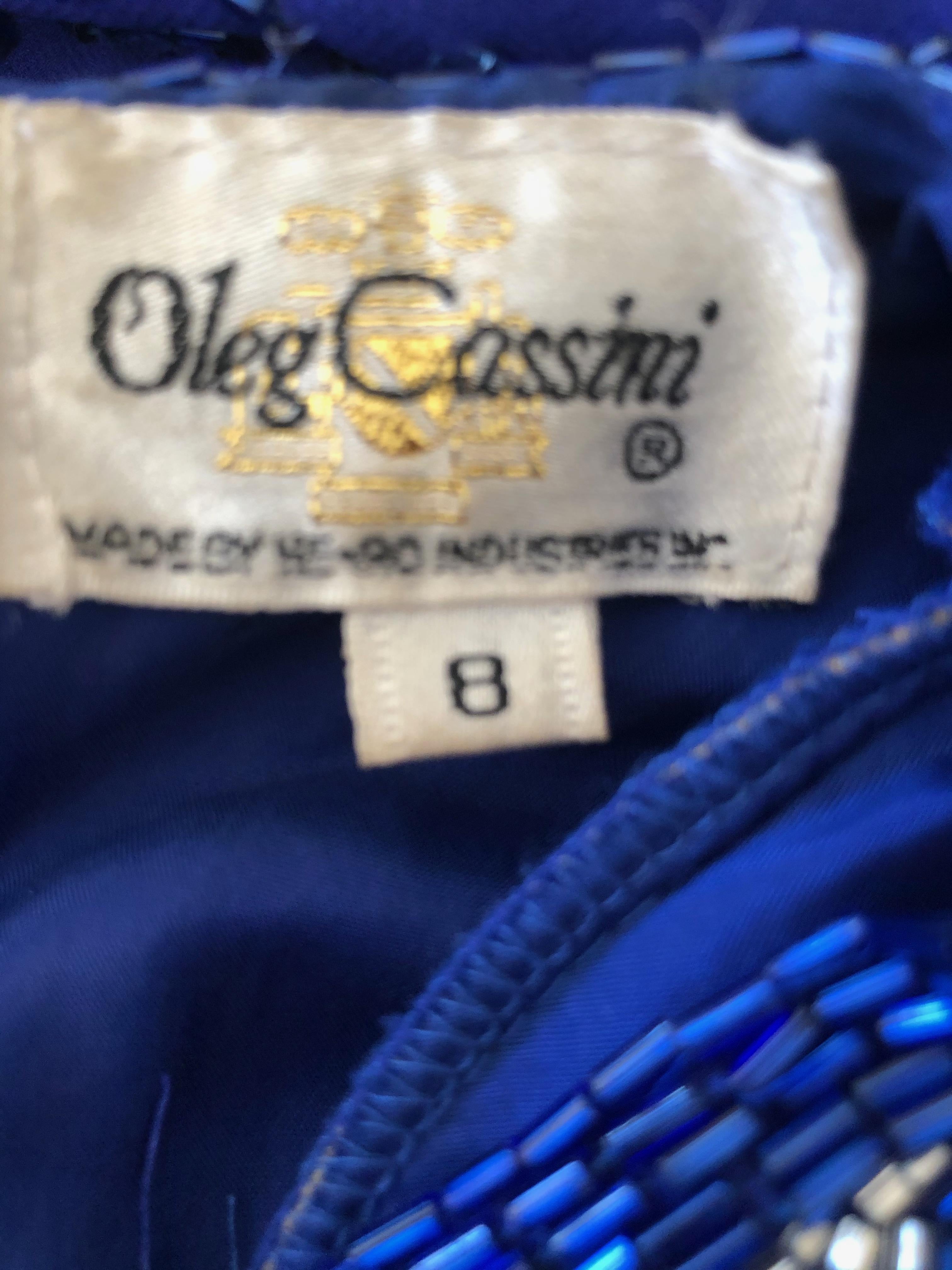 Oleg Cassini Seventies Sequin Beaded Backless Evening Dress For Sale 7