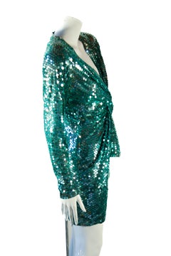 Oleg Cassini "Shade of Irish Green" Sequin Cocktail Dress