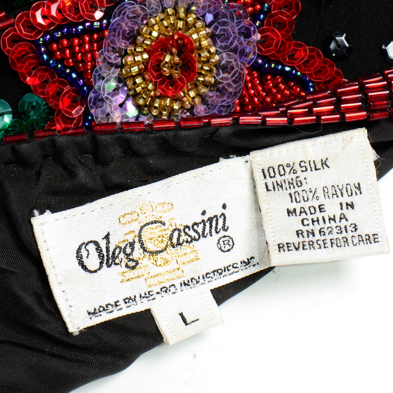 Oleg Cassini Vintage Beaded and Sequins Floral Holiday Top For Sale 3