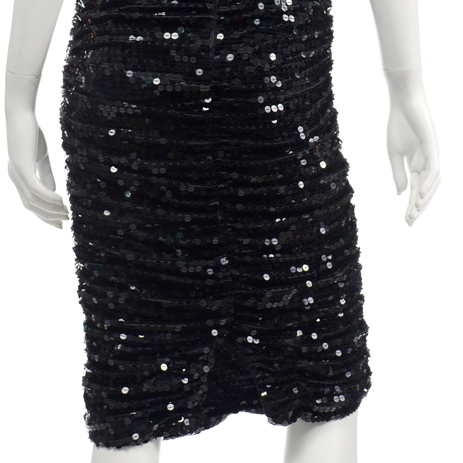 Oleg Cassini Vintage Black Sequin Strapless Evening Dress 1