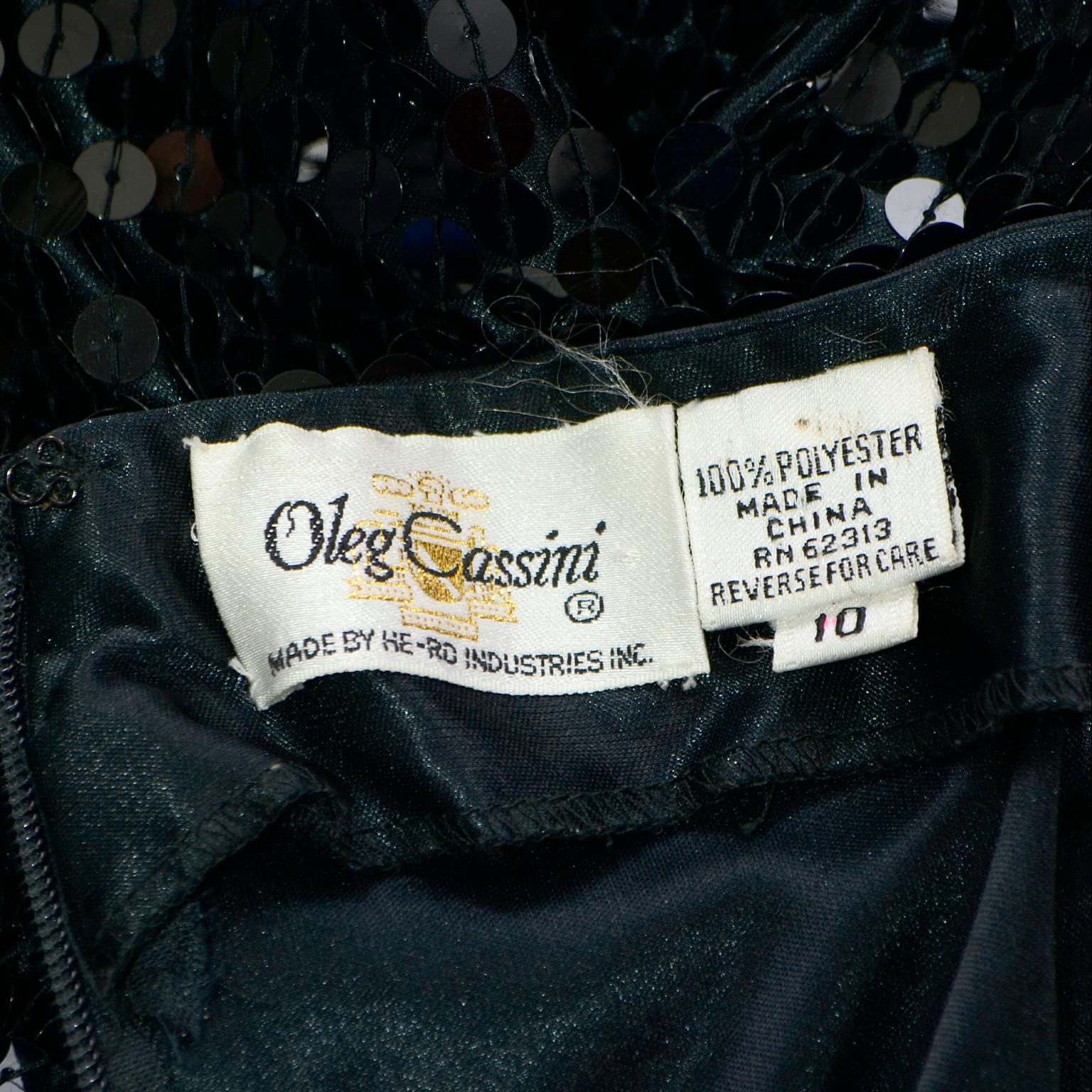 Oleg Cassini Vintage Black Sequin Strapless Evening Dress 2