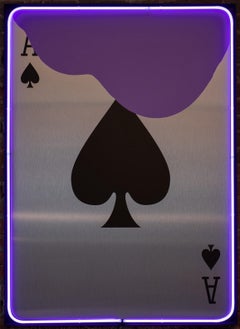 "All In : As de pique (violet royal)" 54" x 39" pouces par Oleg Char