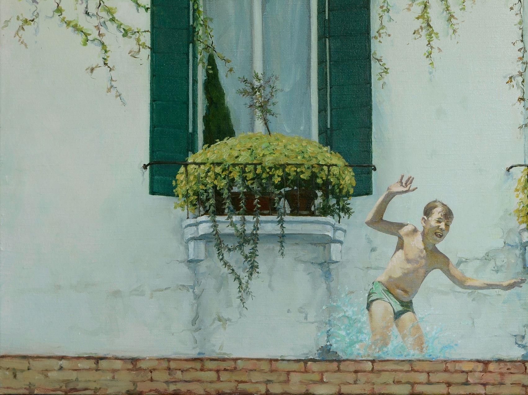 Großes Aquarell Venedig, Original-Ölgemälde, hängefertig (Impressionismus), Painting, von Oleg Kateryniuk