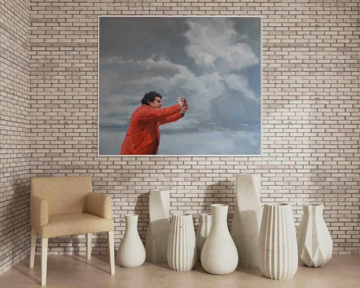 Catcher of the Moments, Figuratives, Original-Ölgemälde, hängefertig im Angebot 1