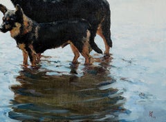 Dog Faith, German Shepherds Original oil Painting, Ready to Hang