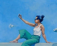 Eat Fugu Fish Figurative Art Original oil Painting, Ready to Hang