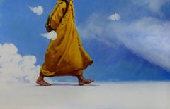 Cinque minuti su Marte, Pittura a olio originale, pronta da appendere