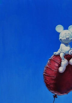 Hot air balloon flight Contemporary Art Original oil Painting, Ready to Hang