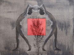 Im Schatten des roten Feldes, Figurativ, Original Ölgemälde, Aufhängefertig