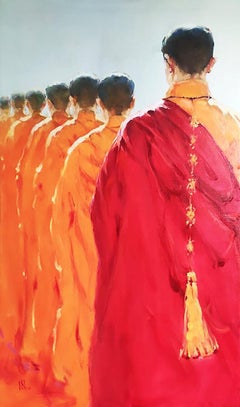 Monks, Figurative, Original oil Painting, Ready to Hang
