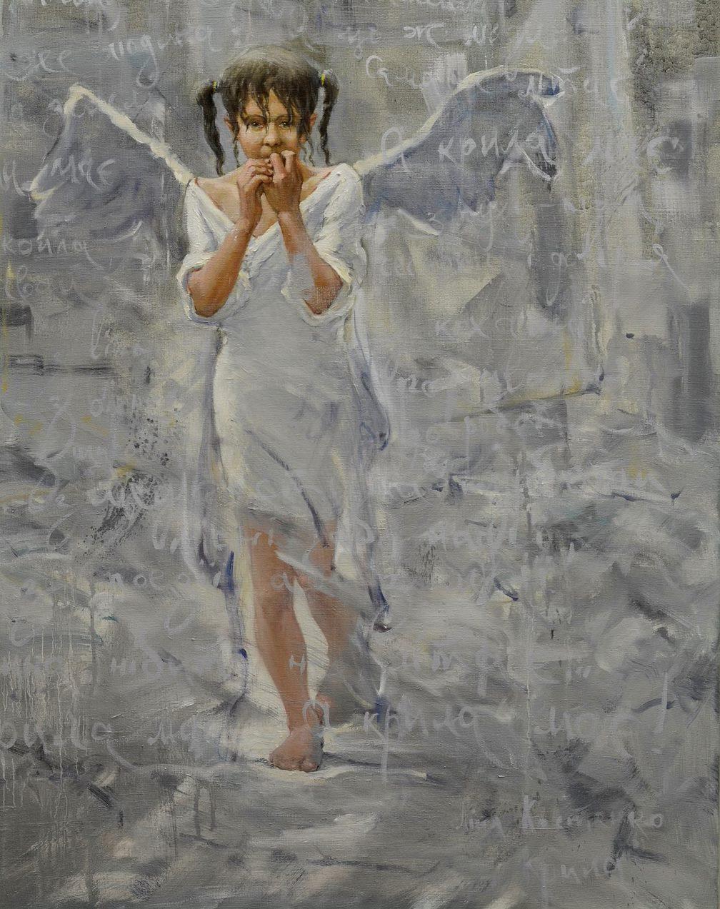 Artist: Oleg Kateryniuk
Work: Original oil painting, handmade artwork, one of a kind 
Medium: Oil on Canvas 
Year: 2023
Style: Contemporary Art
Title: Not Lost Wings
Size: 49.5