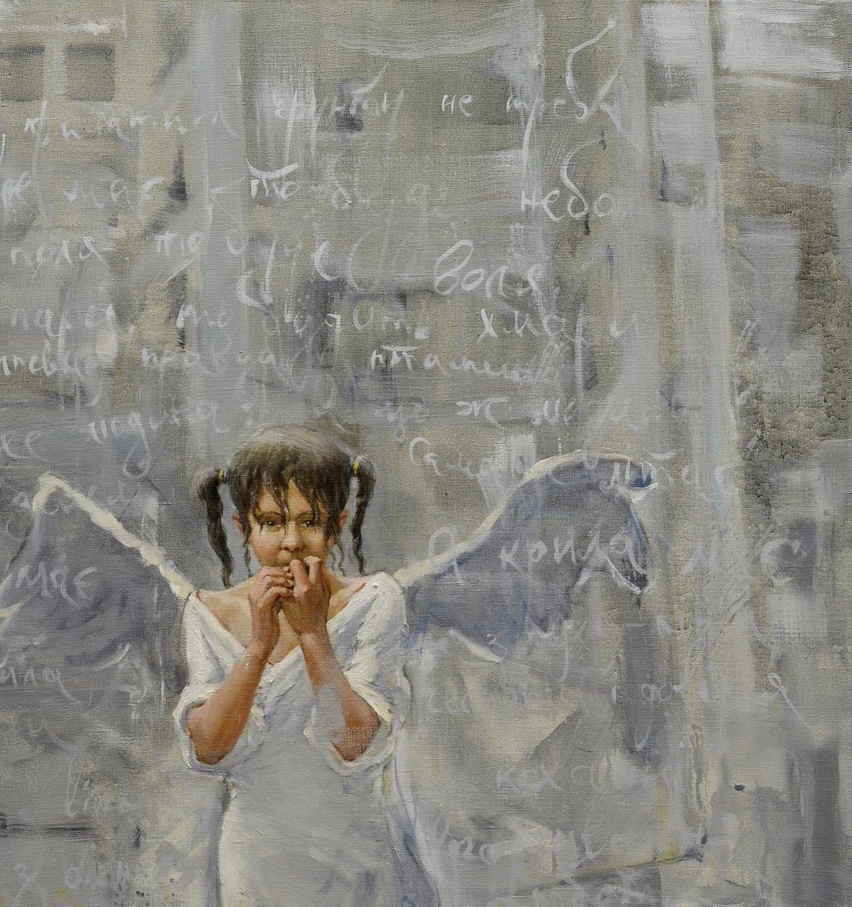 Not Lost Wings, Angel, Figurative, Original oil Painting, Ready to Hang For Sale 2