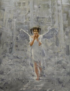 Not Lost Wings, Angel, Figurative, Original oil Painting, Ready to Hang