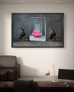 Rabbit in the Maze Contemporary Art Original oil Painting, Ready to Hang
