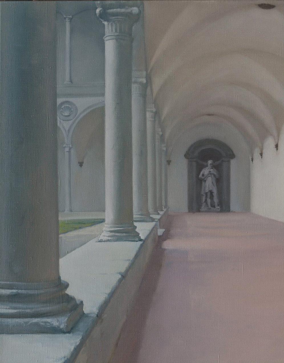 Santa Croce Gallery, Interior Original oil Painting, Ready to Hang For Sale 3