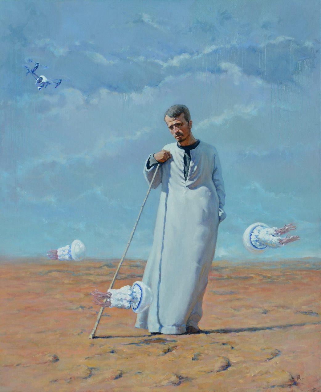 Oleg Kateryniuk Figurative Painting - Shepherd of Civilization , Figurative, Original oil Painting, Ready to Hang