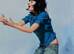 So scare a Dove Figurative Contemporary Art Original oil Painting, Ready to Hang