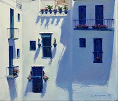 Sunny day in Peniscula, Cityscape, Original oil Painting, Ready to Hang