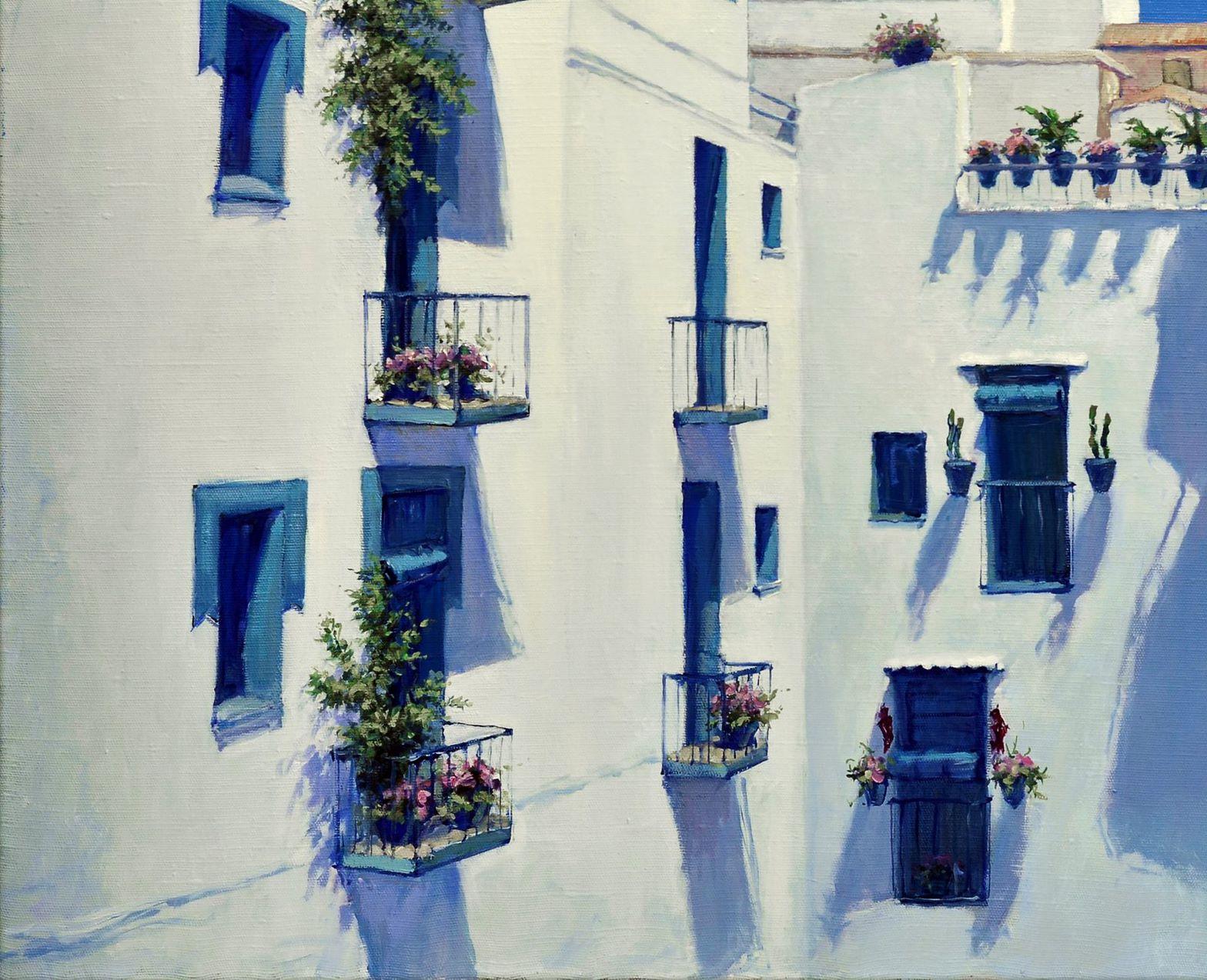 Cityscape, Original oil Painting, Ready to Hang
Artist: Oleg Kateryniuk
Work: Original oil painting, handmade artwork, one of a kind 
Medium: Oil on Canvas 
Year: 2023
Style: Contemporary Art
Title: Sunny day in Peniscula
Size: 33.5
