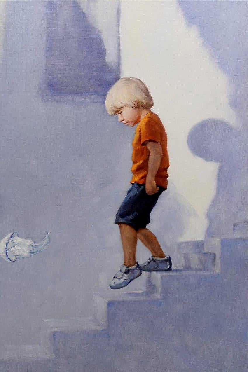 The Way to the Water, figuratives Original-Ölgemälde in Öl, hängefertig (Impressionismus), Painting, von Oleg Kateryniuk