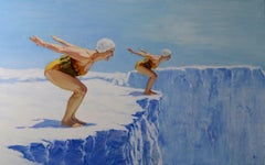 Questo mondo sciocco, Sport, Pittura ad olio figurativa originale, pronta da appendere