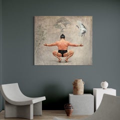Time of Crane Bird Figurative Art Original oil Painting, Ready to Hang
