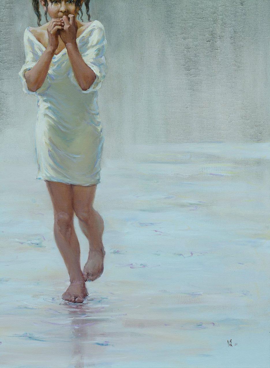 Artist: Oleg Kateryniuk
Work: Original oil painting, handmade artwork, one of a kind 
Medium: Oil on Canvas 
Year: 2023
Style: Contemporary Art
Title: Wash away grief with rain
Size: 49.5