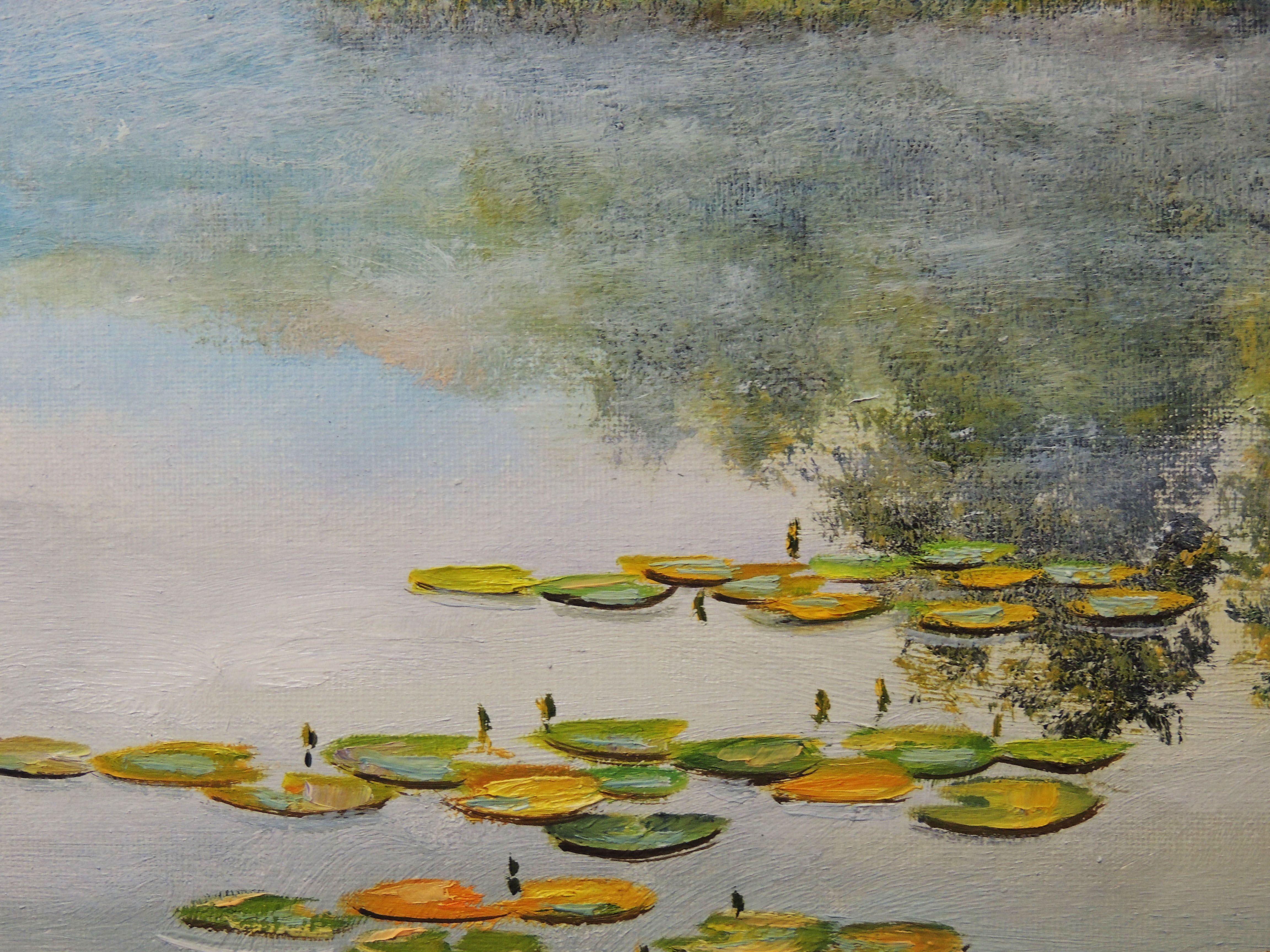Mysteries of the Lake Flowers, Gemälde, Öl auf Leinwand (Impressionismus), Painting, von Oleg Riabchuk