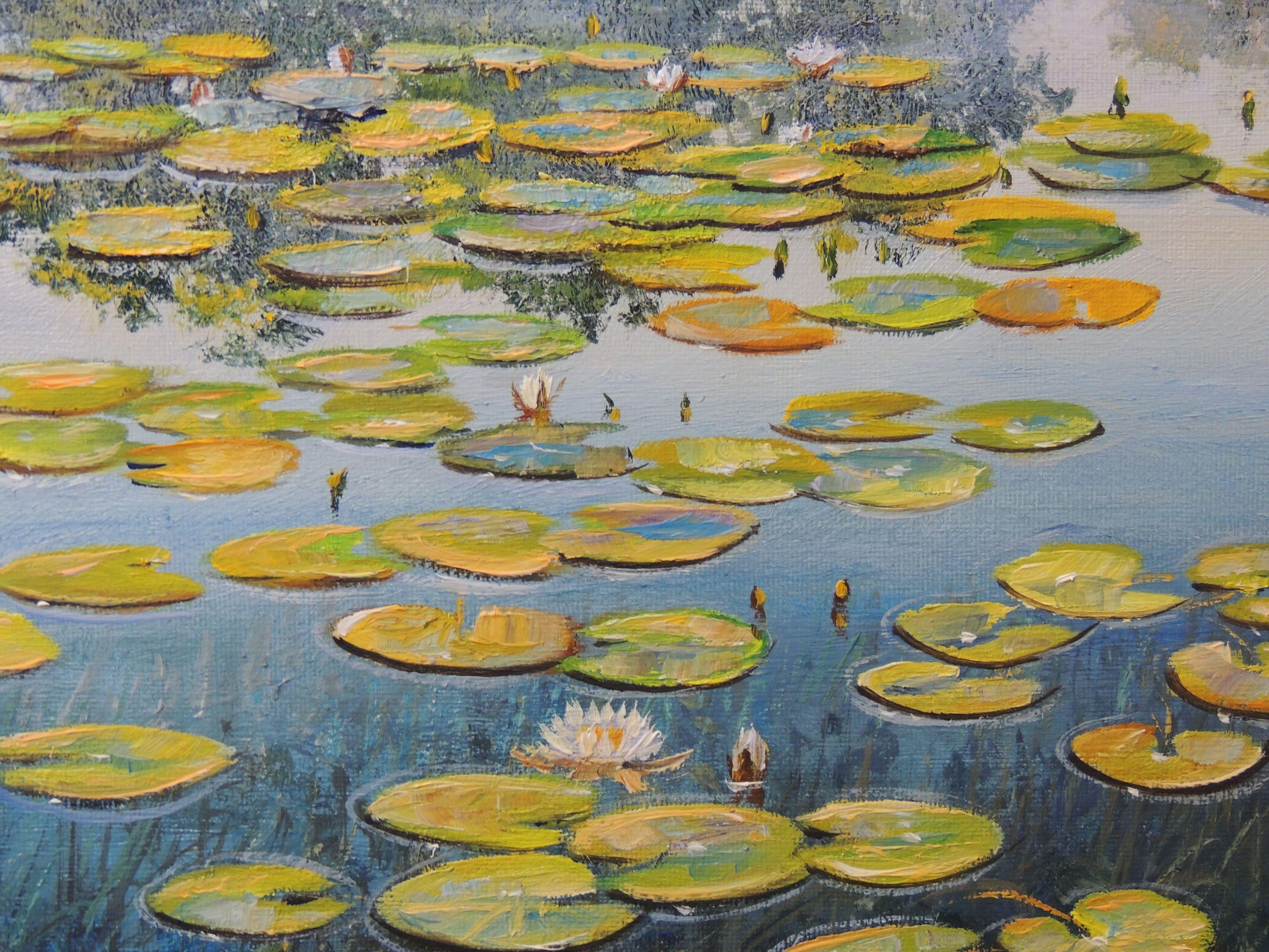 Mysteries of the Lake Flowers, Gemälde, Öl auf Leinwand im Angebot 1