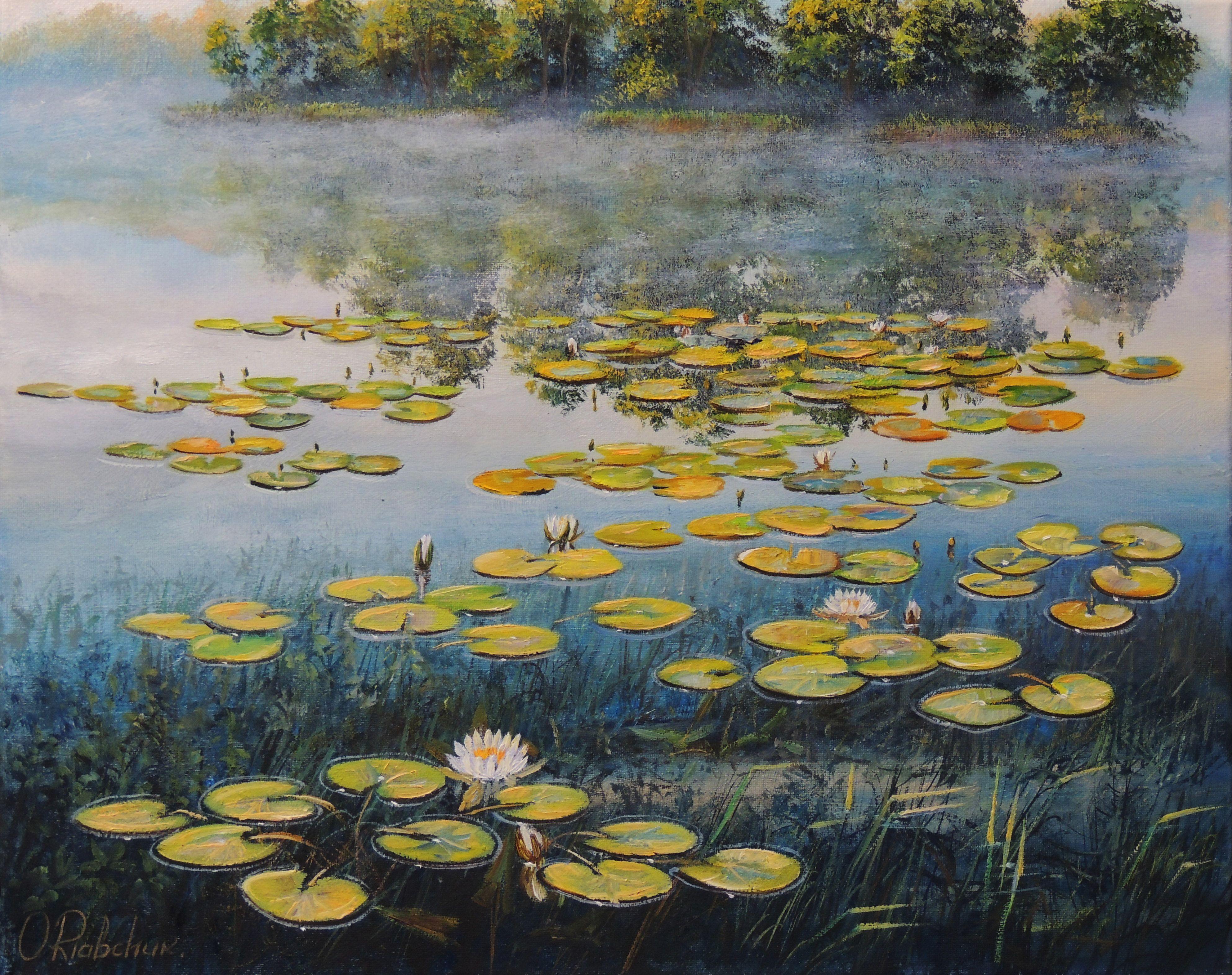 Mysteries of the Lake Flowers, Gemälde, Öl auf Leinwand – Painting von Oleg Riabchuk