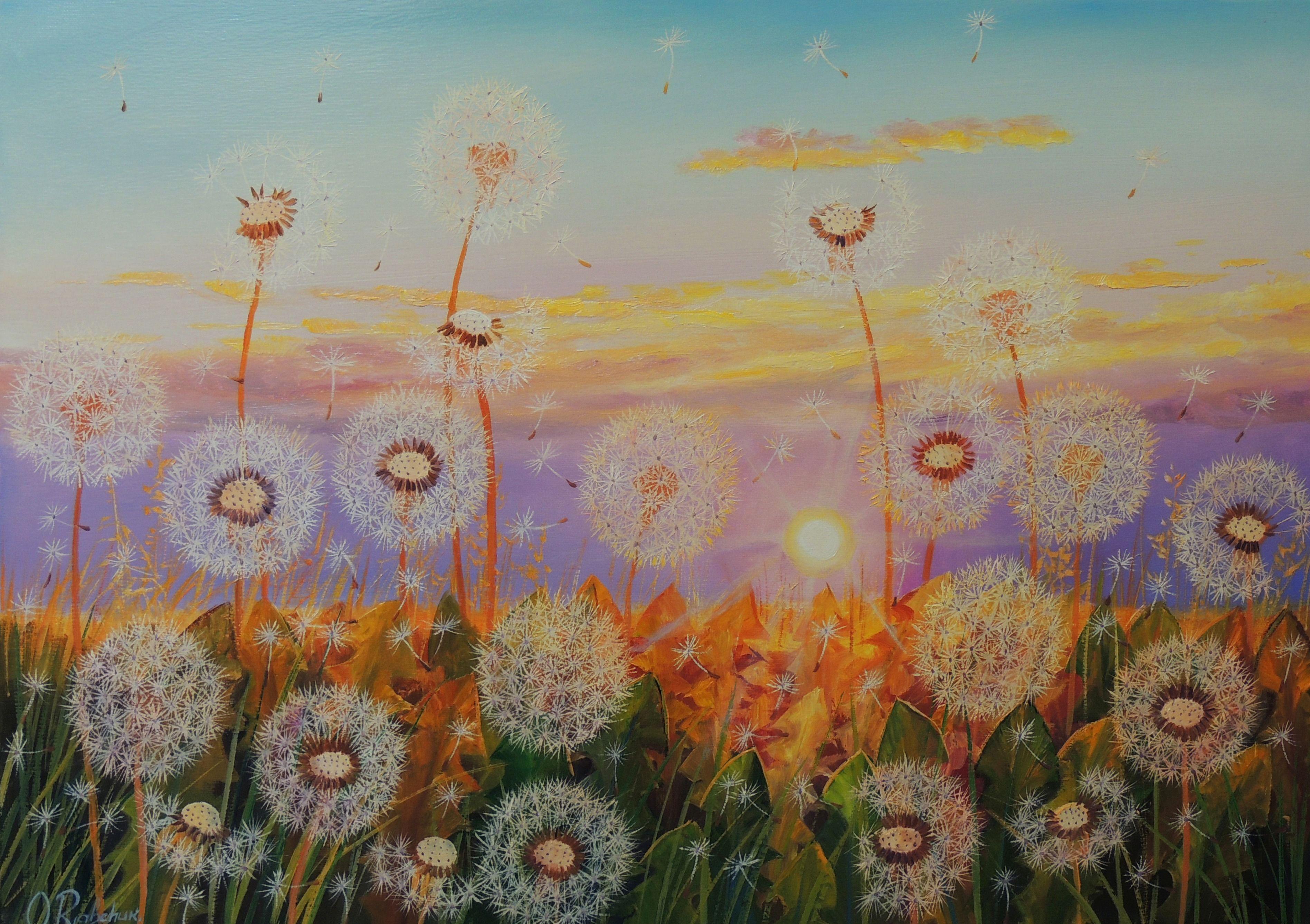 Il sole si nasconde, Pittura, Olio su tela - Painting di Oleg Riabchuk