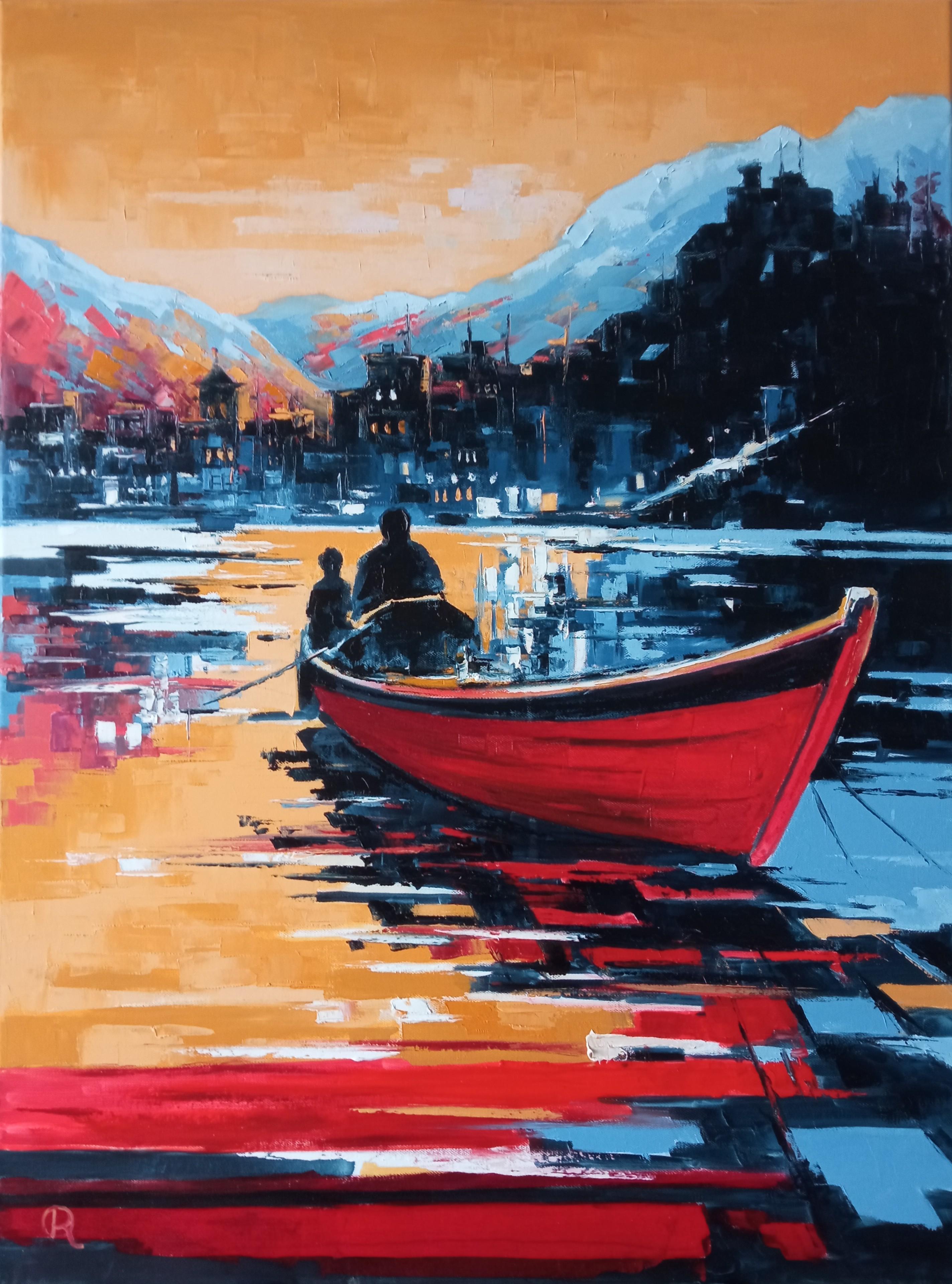 Oleg Ryzhkov Landscape Painting – "In der Umarmung des Sonnenuntergangs"