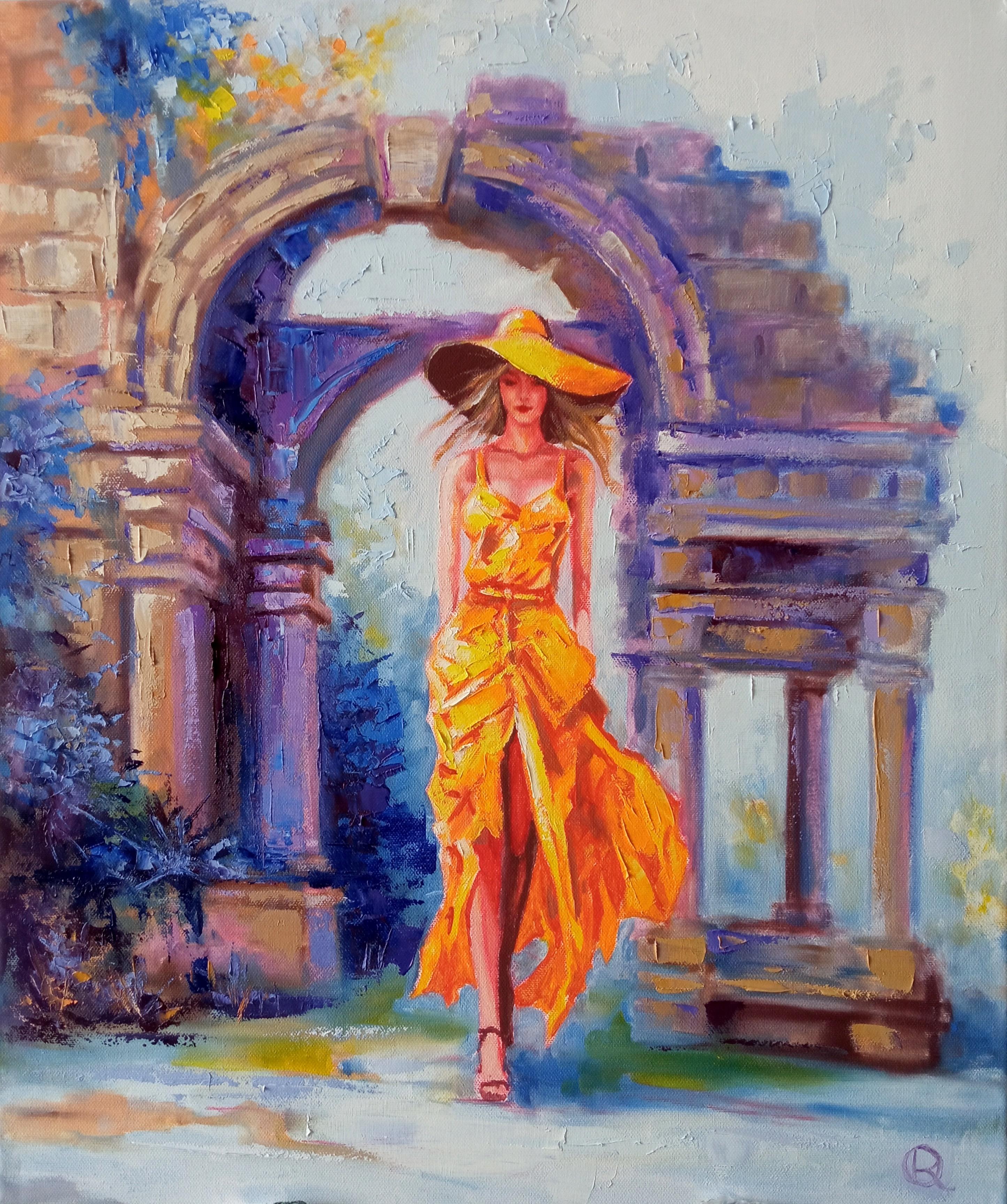 Oleg Ryzhkov Figurative Painting – "Das Mädchen in Gelb"