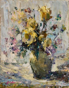 Flowers from Our Garden, Impressionist Still Life Painting, Oil on Canvas