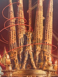 "Barcelona", Oleg Turchin, Surrealism, Figurative, 58x29 in, Baroque Hat Series